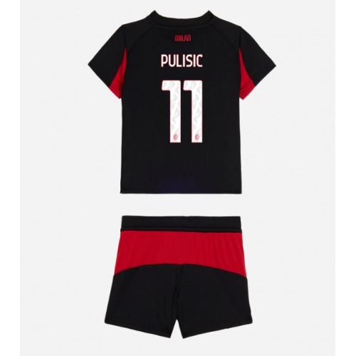 AC Milan Christian Pulisic #11 Maglia Gara Casa Repliche 2025-26 Bambino Maniche Corte AC Milan Christian Pulisic #11 Maglia Gara Casa Repliche 2025-26 Bambino Maniche Corte